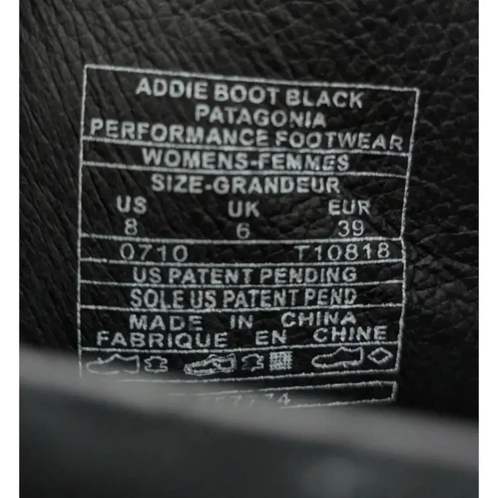 Womens Patagonia Addie Ruffle‎ Slouch Black Leather Outdoor Boots T10818 Size 8